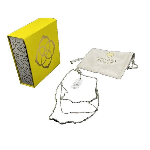 Kendra Scott Rhoduim Plated Three Layered Strands CZ Accent Addison Necklace - Picture 6 of 6